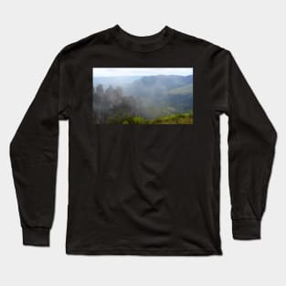 Foggy Three Sisters in the Blue Mountains Long Sleeve T-Shirt